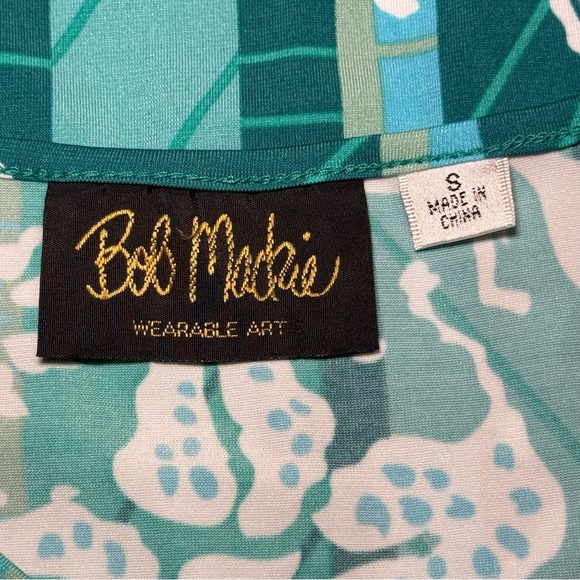 Bob Mackie Wearable Art Maxi Dress Green Floral Hawaiian Women’s size Small - Picture 5 of 8